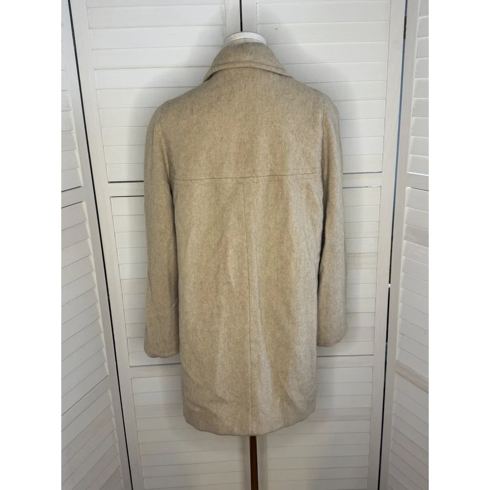Alorna Classic Beige Wool Blend Button Front Coat Women's Outerwear Size Small